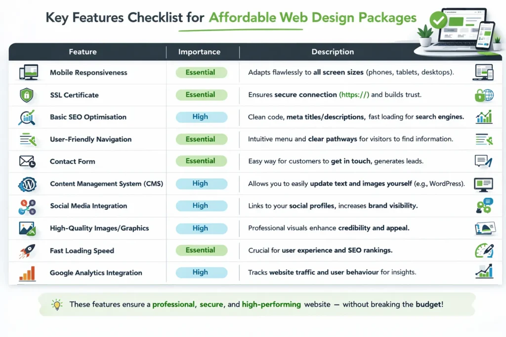 Key Features Checklist for Affordable Web Design Packages