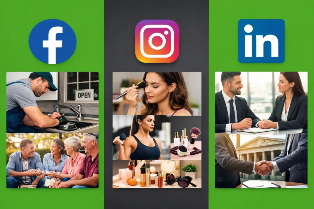 Posts showing Facebook, Instagram and LinkedIn platforms