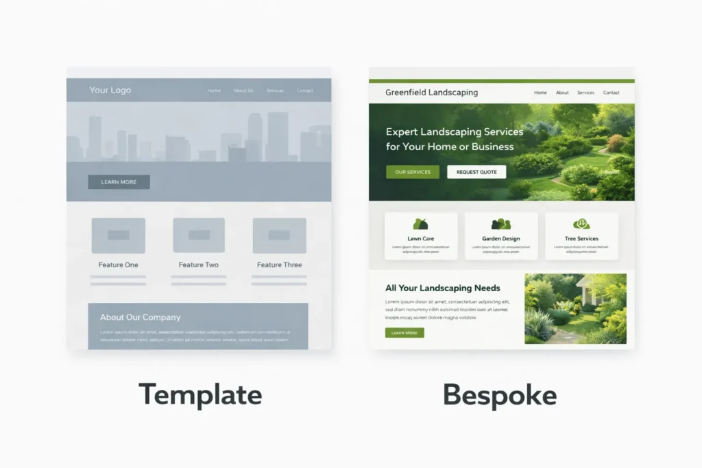 Bespoke web design vs template sites comparison for UK businesses