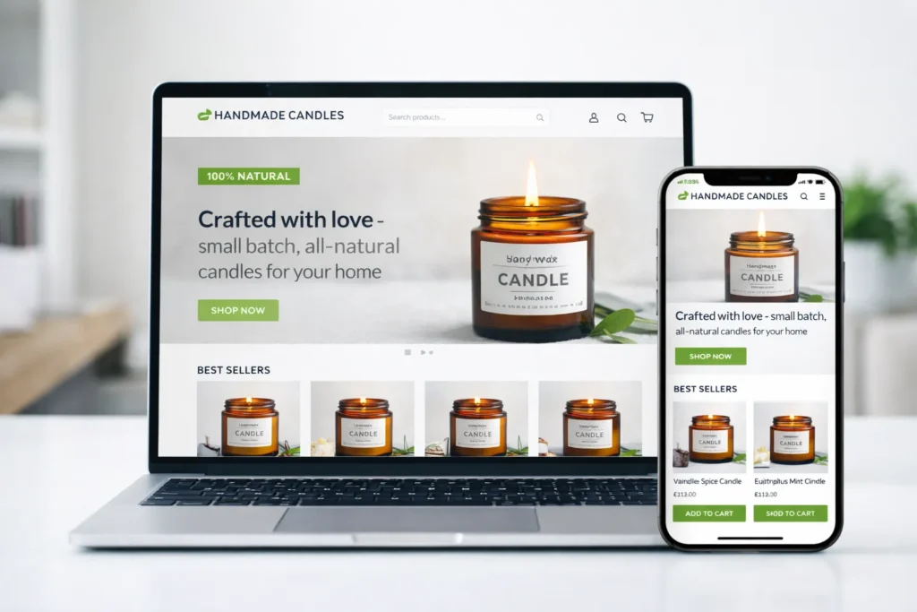 Affordable ecommerce website design services UK small brand store example