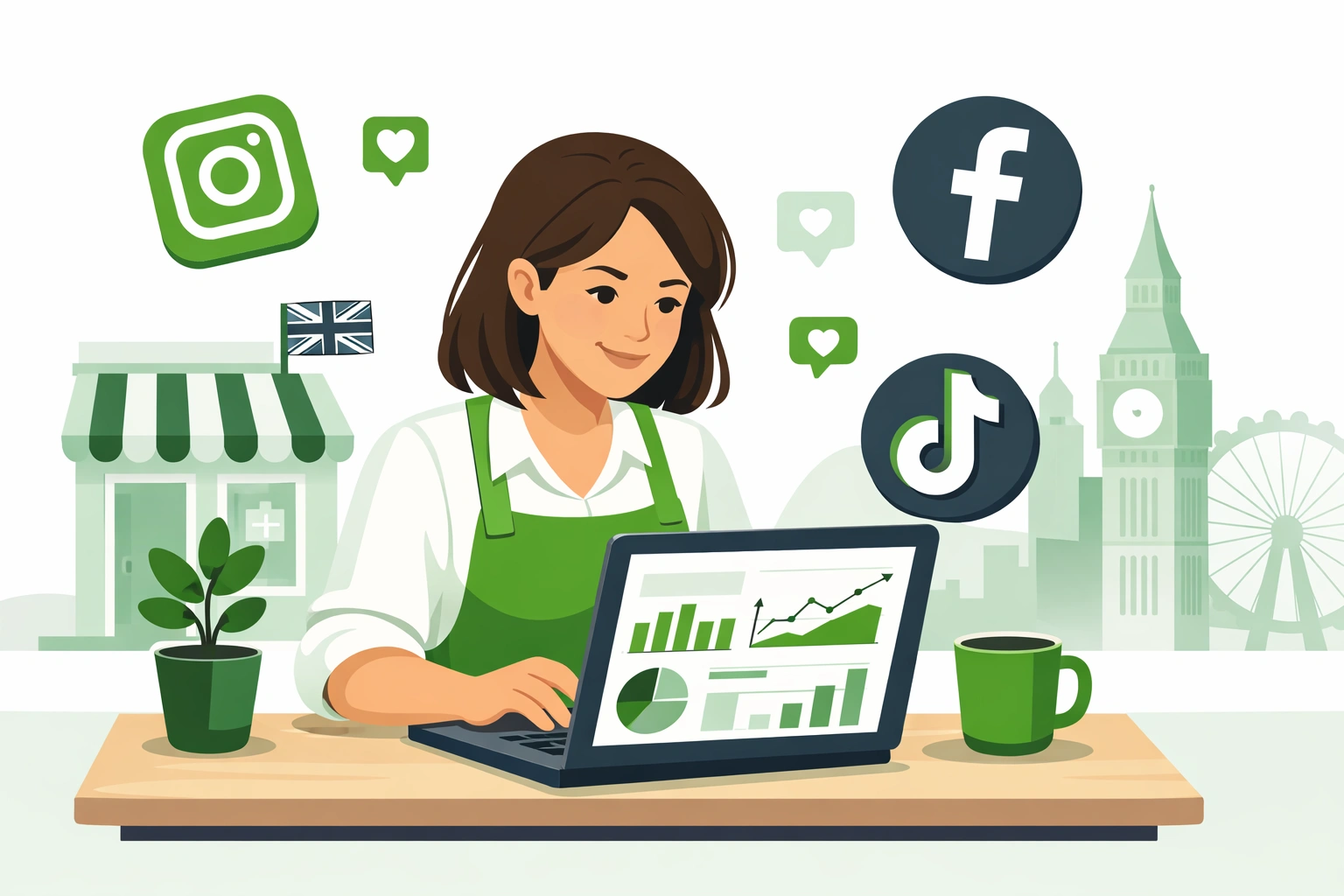 Affordable social media marketing services UK small business owner dashboard overview