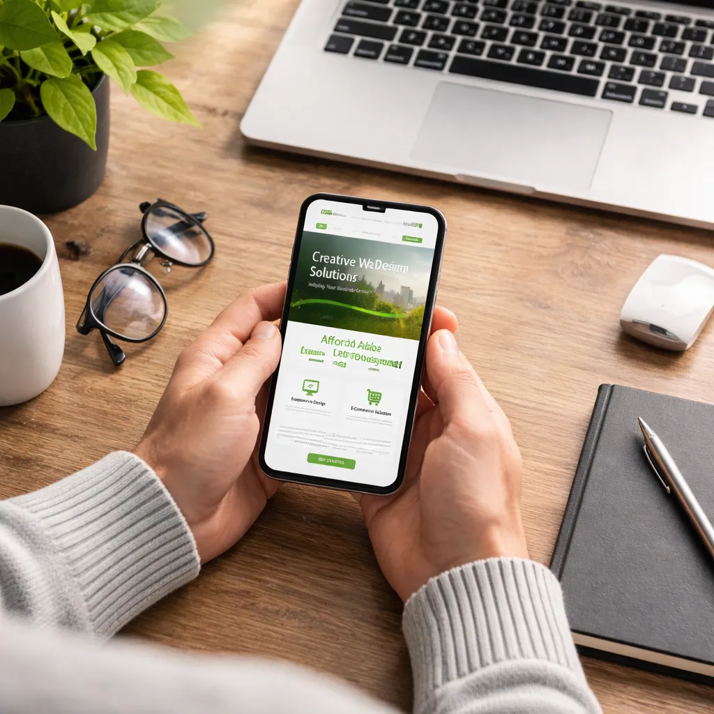 Affordable web design for small business UK shown on mobile phone