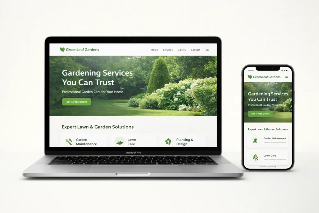 Bespoke web design UK small business website example on desktop and mobile