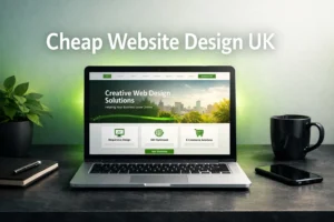 Cheap website design for small business UK on laptop screen