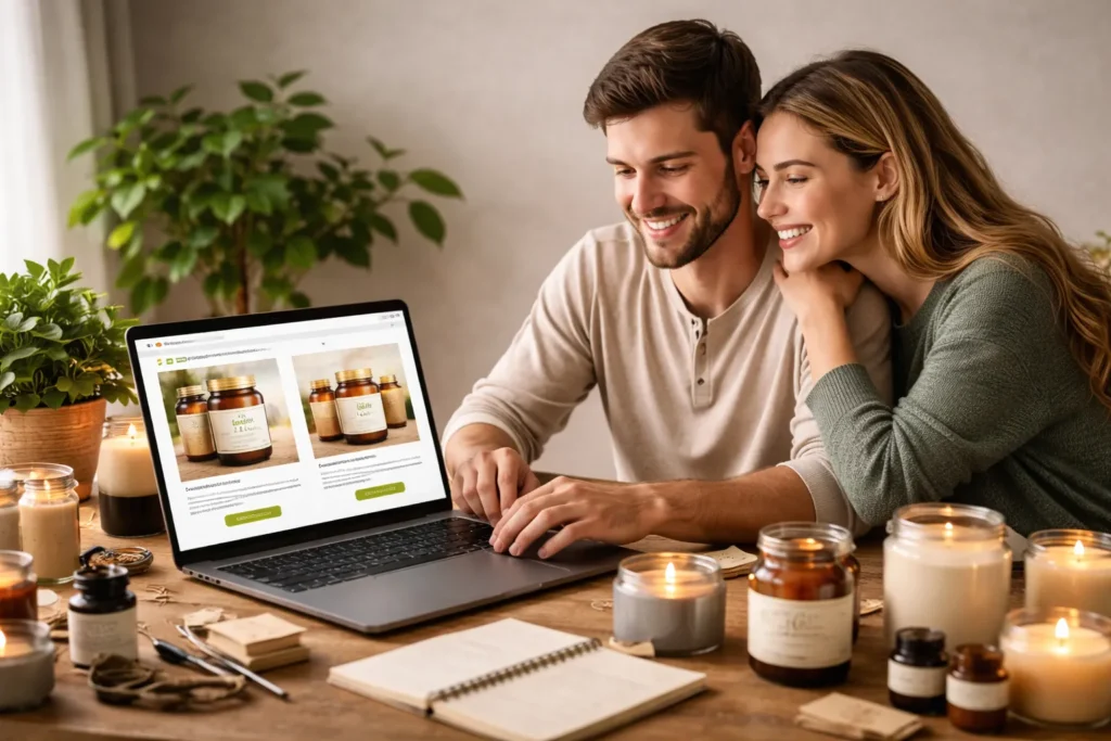 Low cost ecommerce website design for small business UK shown on laptop