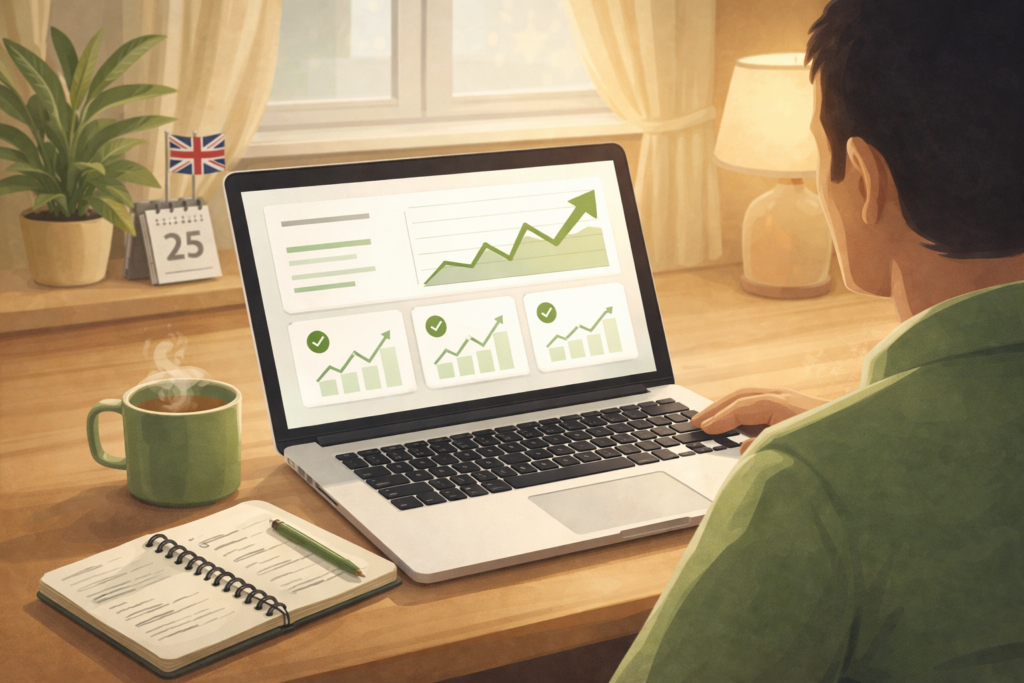 Small business owner reviewing affordable web design results in UK