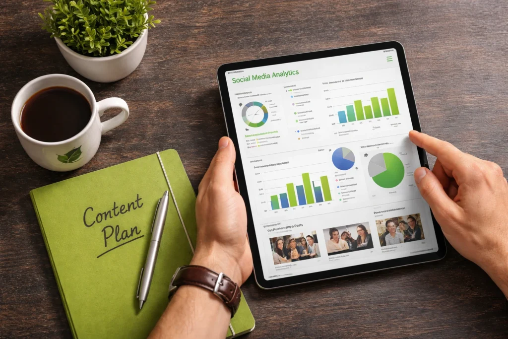 Social media management performance report review for small UK business owners