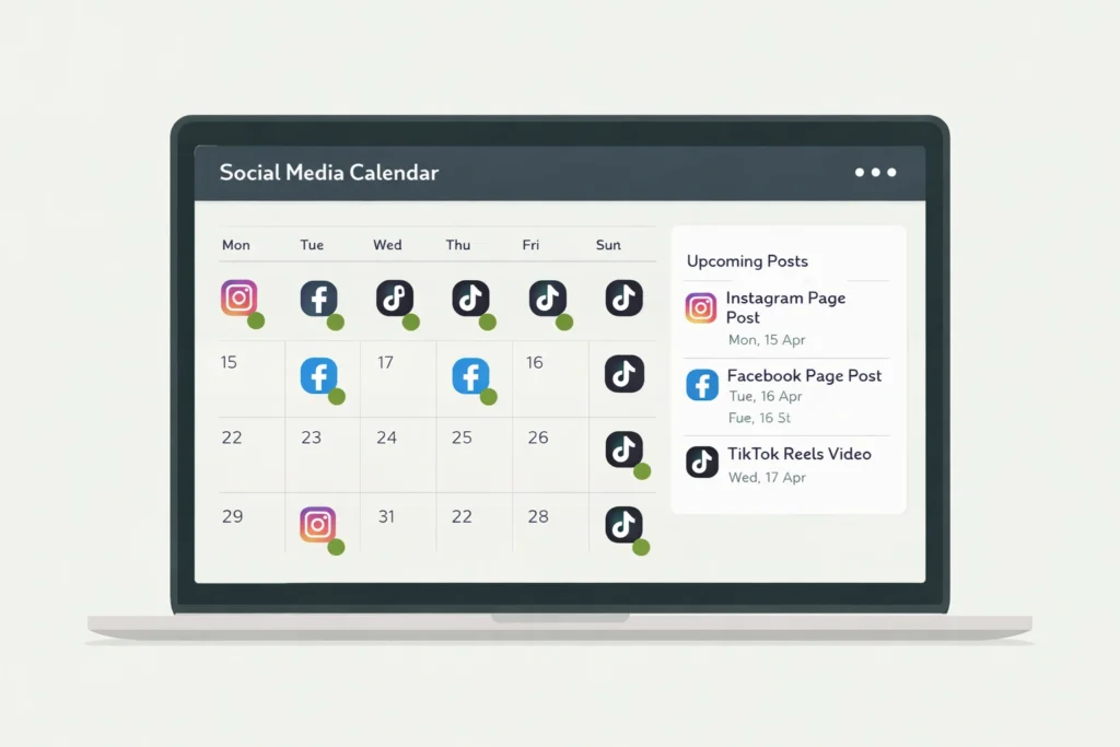 Social media management pricing breakdown UK with a scheduled content calendar for small businesses