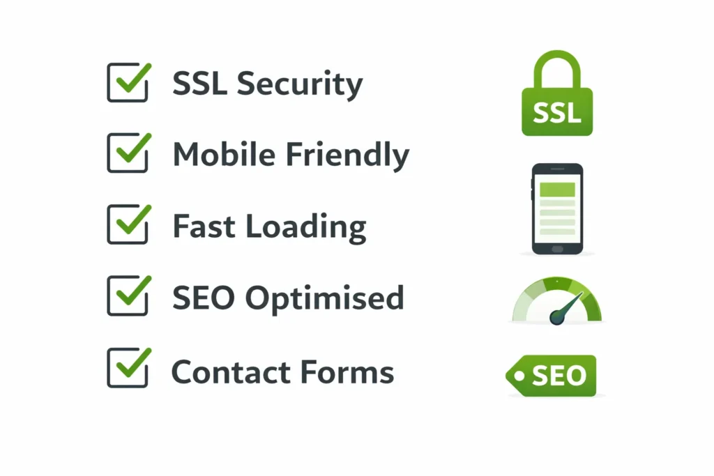 Affordable website design UK checklist for small businesses showing must-have features