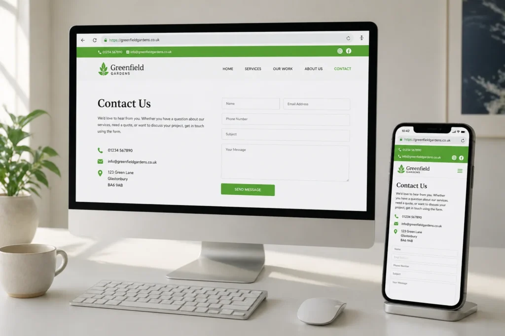 Affordable Web Design Services UK: What's Actually Included in 2026 Packages 3 Responsive website design shown on desktop and mobile for UK small business in 2026