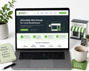 Affordable web design services UK local business website laptop