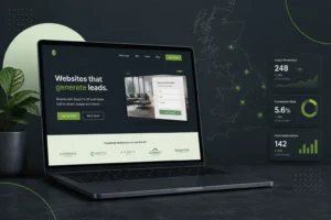 Affordable web design services UK lead generation website on laptop screen