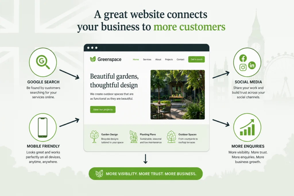 Affordable web design services UK showing website growth strategy for small business