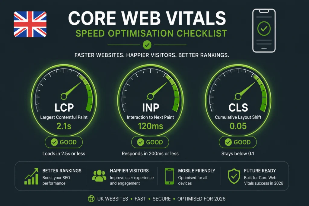 Core web vitals speed optimisation checklist for UK websites in 2026