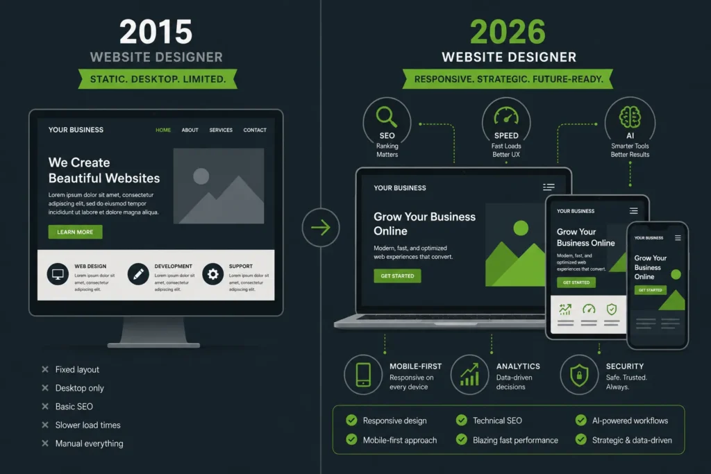 The Role of a Website Designer in Modern Business Success 1 Evolution of the website designer role from static desktop to responsive mobile-first design in 2026