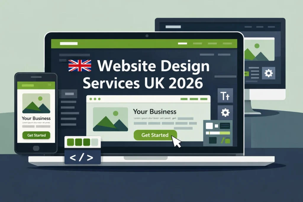 Professional website design services UK 2026 guide thumbnail with devices