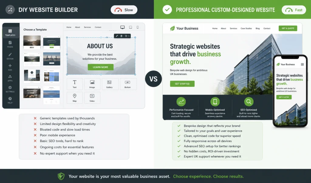 Why Professional Website Designers Are Key for Small Business Websites 1 Professional website designers UK vs DIY builder comparison 2026