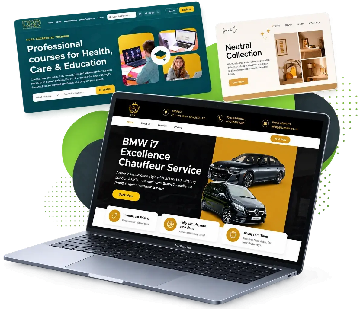 Modern landing page designs showcasing cheap web design services for small businesses