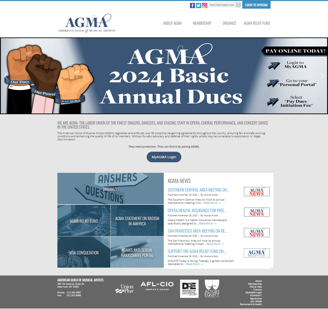 American Guild of Musical Artists – We are AGMA the labor union of singers dancers and staging staff