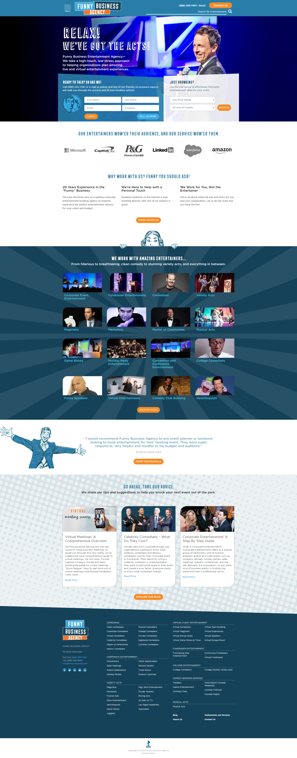 Entertainment Agency Talent Booking Funny Business