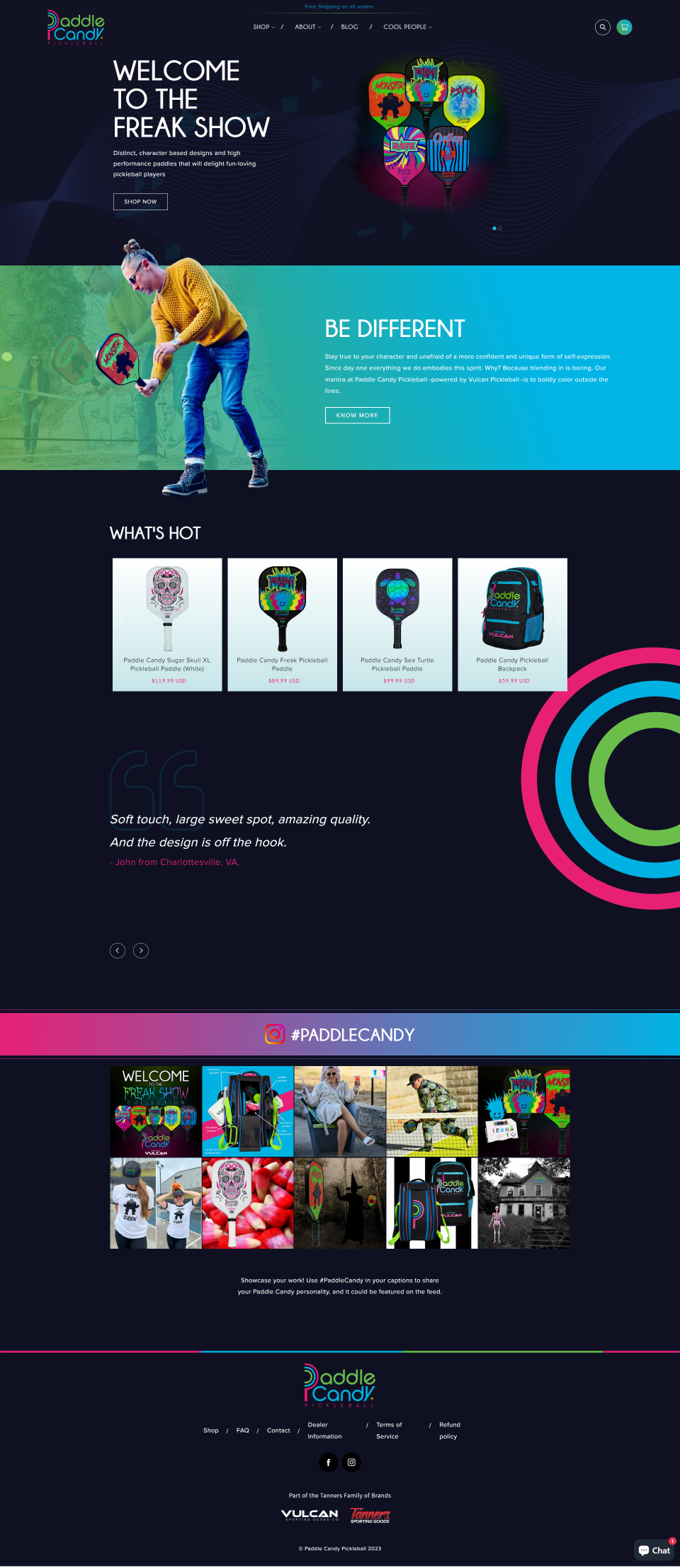 Affordable web design showing attractive professional sections layout of Paddle Candy