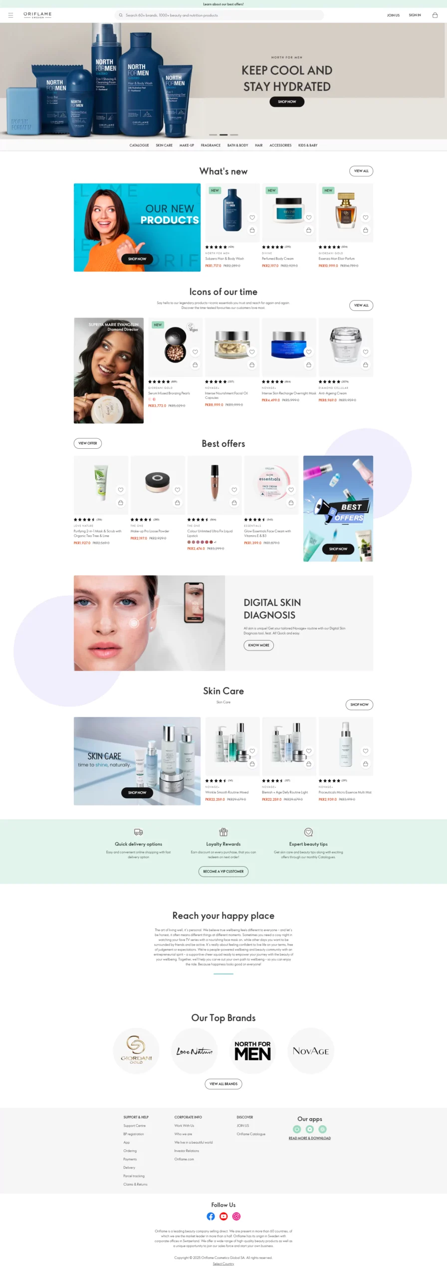Beauty store website design featuring elegant layout, product images, and a user-friendly navigation menu.